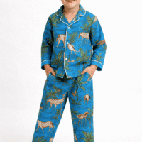 Blue Jungle Cotton Pajama Set