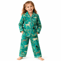 Teal Green Jungle Cotton Pajama Set
