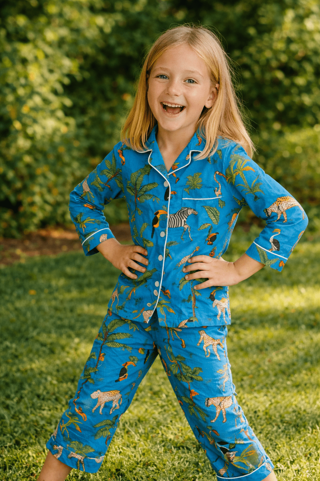 Blue Jungle Cotton Pajama Set - Image 3