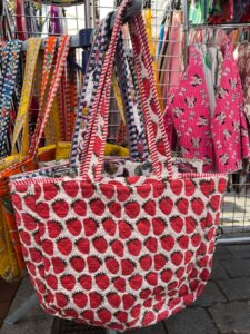 Strawberry Quilted Tote Bag
