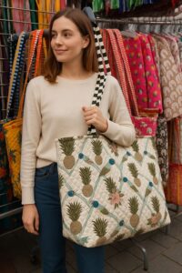 Tropical Safari Quilted Tote Bag