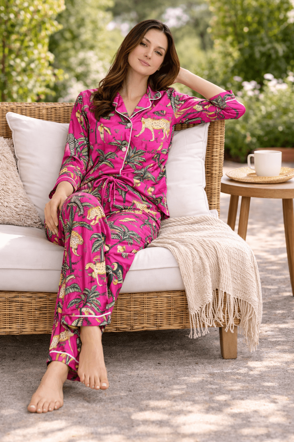 Hot Pink Jungle Pajama Set