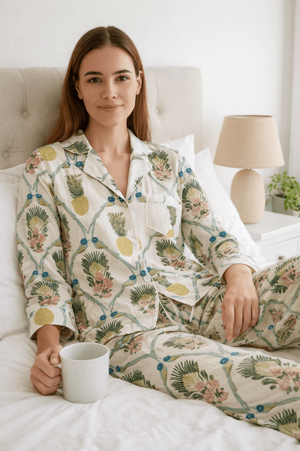 Long PJ Set - Pineapple with Bird