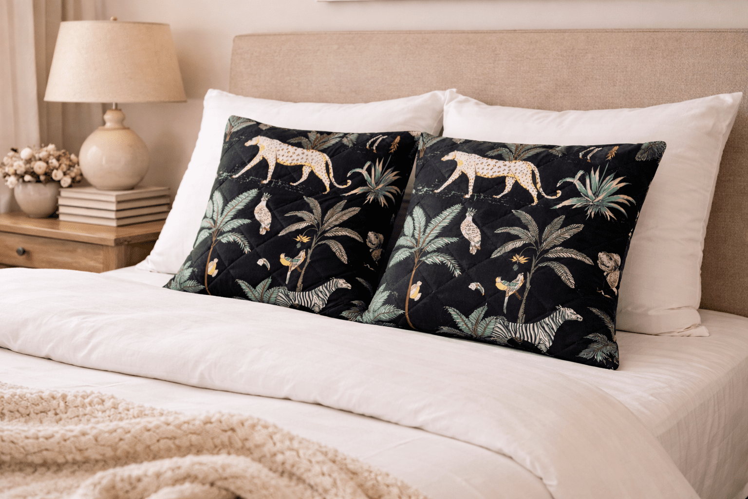 Jungle Print Quilted Pillow Cover - Image 2