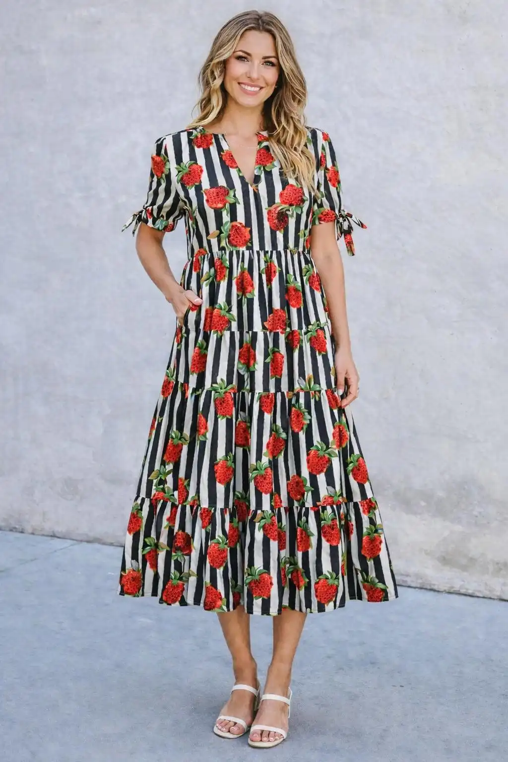 Mazi Rose Stripe Dress