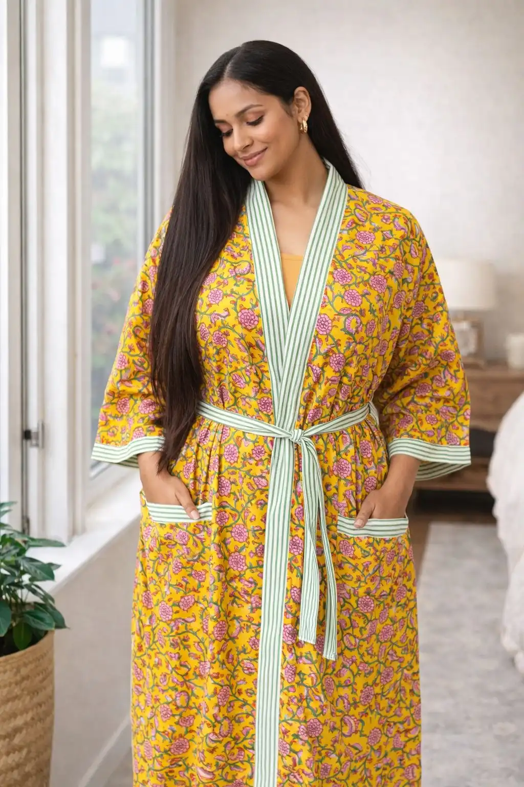 Sunlit Marigold Garden Robe