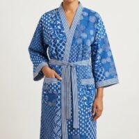 Indigo Patchwork Cotton Robe