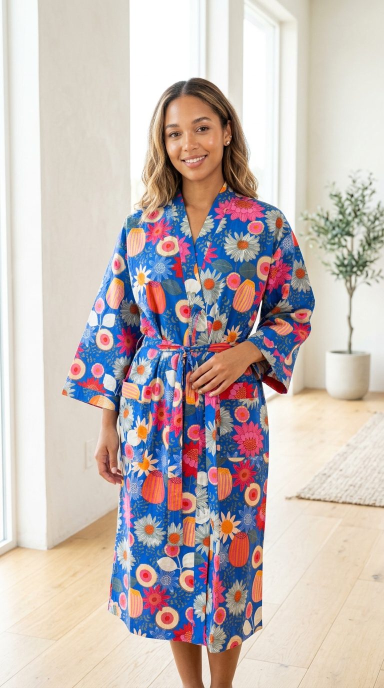 Floral Fiesta Cotton Robe