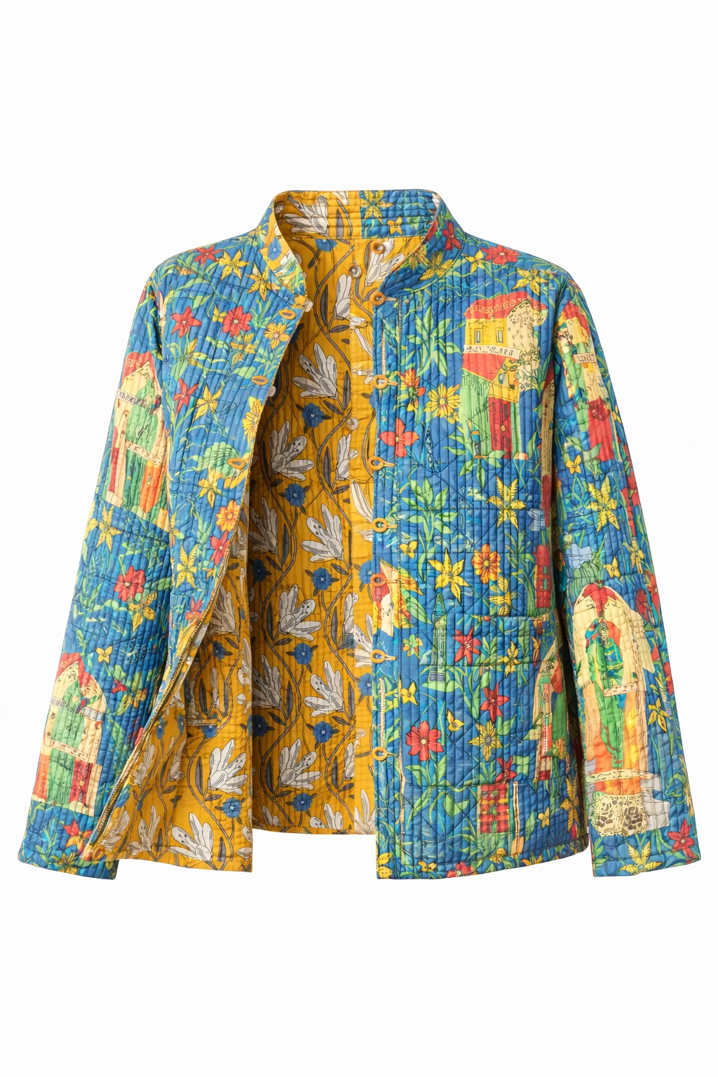 Blue Frida Reversible Cotton Quilted Jacket - Image 4