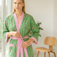 Green Garden Kimono Robe