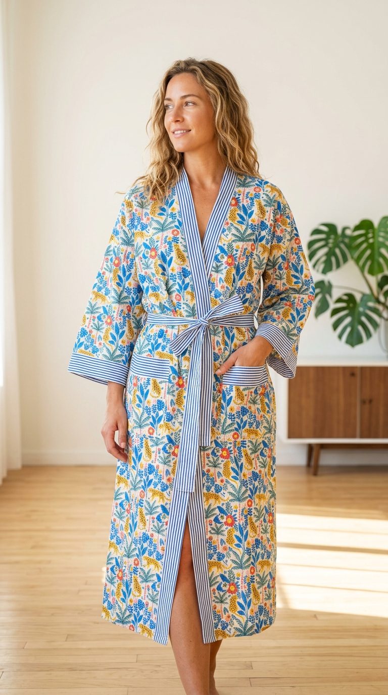 Leopard Bloom Cotton Robe