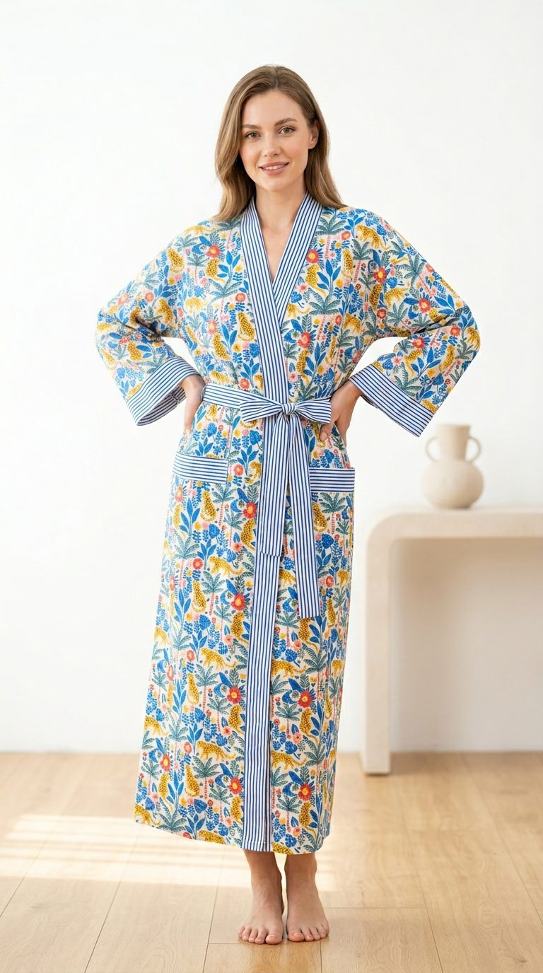 Leopard Bloom Cotton Robe - Image 2