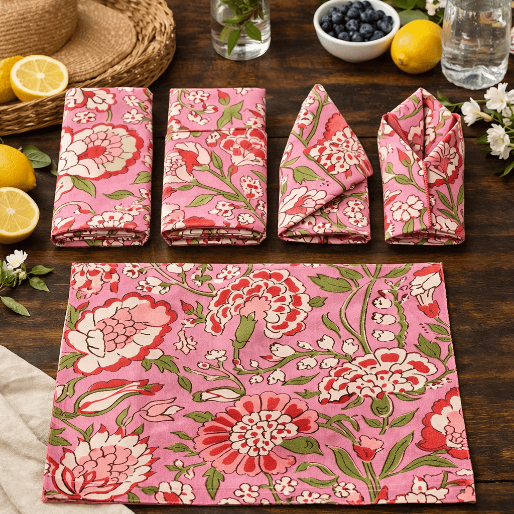 Pink Floral Table Napkins