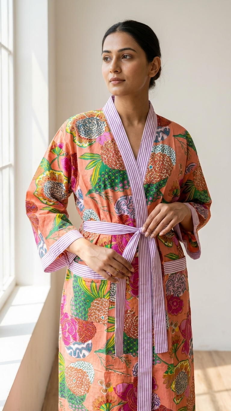 Sunset Garden Cotton Robe