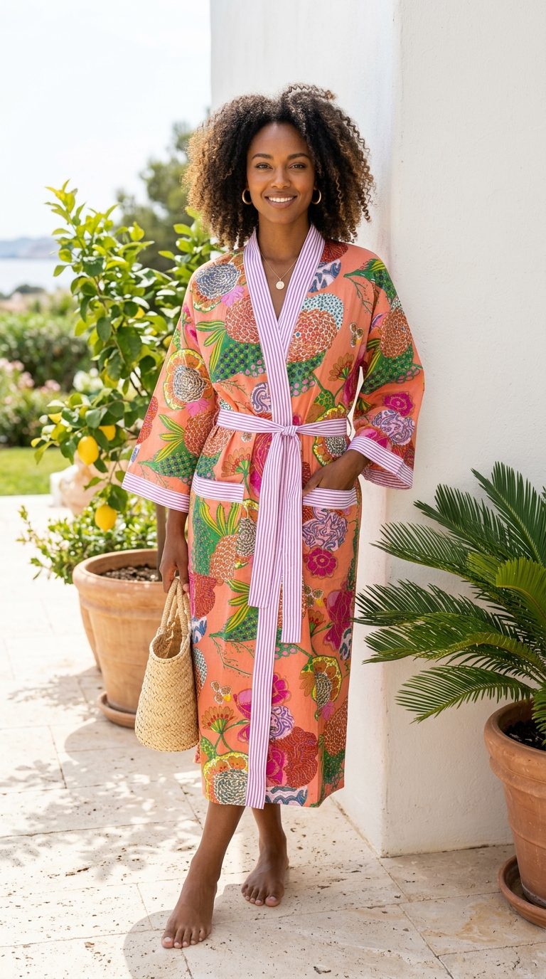 Sunset Garden Cotton Robe - Image 2