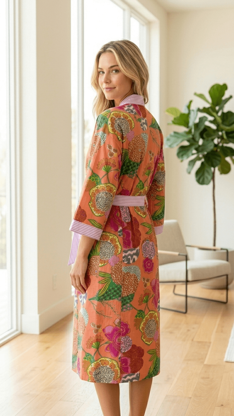 Sunset Garden Cotton Robe - Image 3
