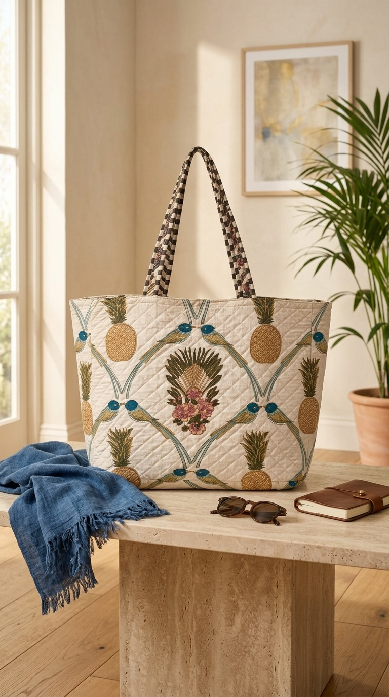 Pineapple Bird Tote Bag - Ivory