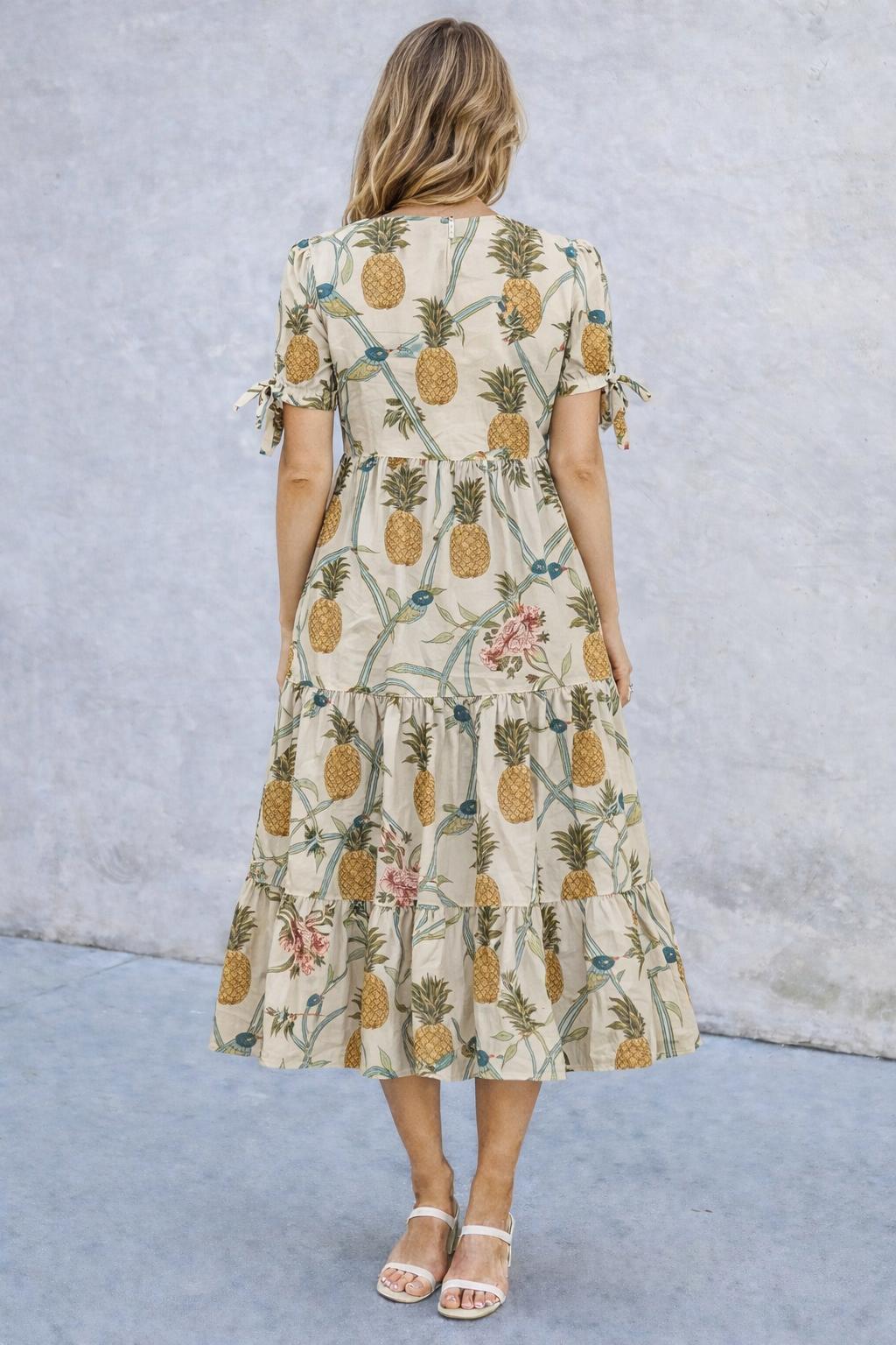 Pineapple Bird Cotton Long Dress - Image 2