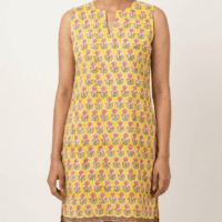 Yellow Block Print Floral Dress