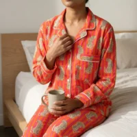 Small Leopard Orange Pajama Set