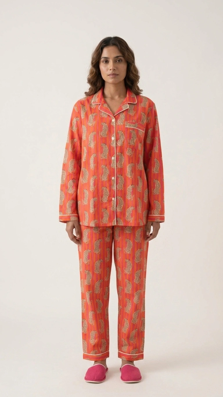 Small Leopard Orange Pajama Set - Image 3