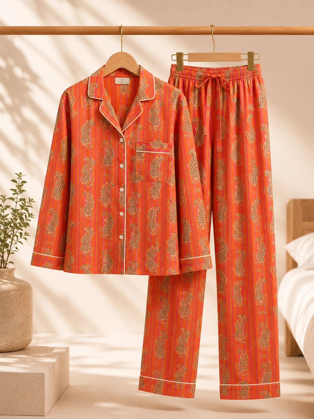 Small Leopard Orange Pajama Set - Image 2