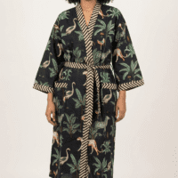 Dark Blue Safari Kimono Robe