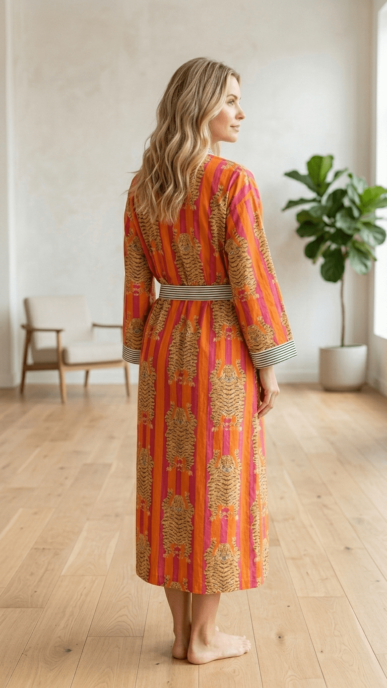 Royal Tiger Cotton Robe - Image 3