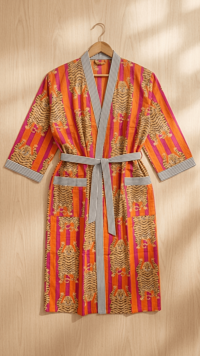 Royal Tiger Cotton Robe - Image 4