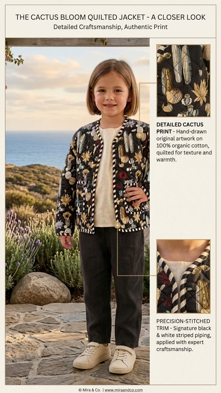 Kids Reversible Quilted Jacket – Desert Bloom Print | 100% Cotton - Image 2