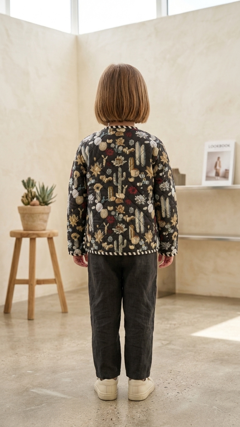 Kids Reversible Quilted Jacket – Desert Bloom Print | 100% Cotton - Image 3