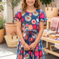 Floral Fiesta Cotton Girls Dress