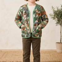 Kids Reversible Quilted Jacket – Jungle Safari Print | 100% Cotton
