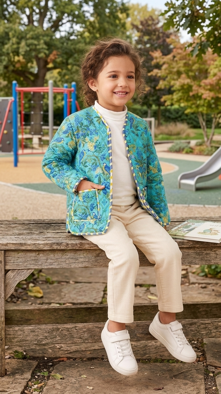 Kids Reversible Quilted Jacket – Lemon Grove Print | 100% Cotton - Image 3