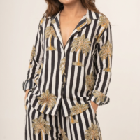 Palm Stripe Cotton Pajama Set
