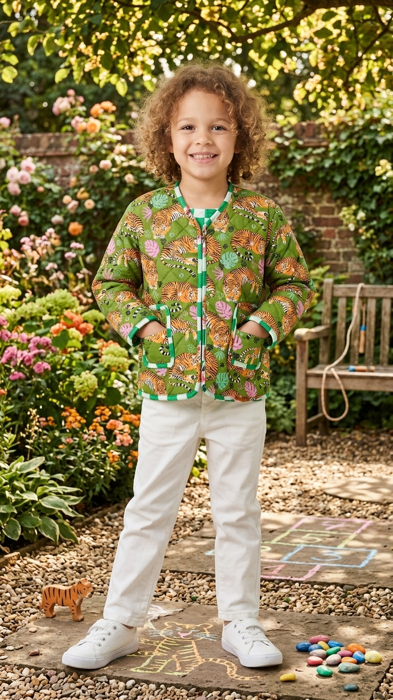 Kids Reversible Quilted Jacket – Tiger Print | 100% Cotton - Image 4