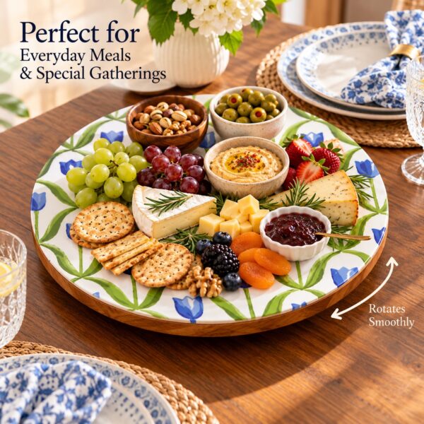Tulip Rotating Serving Board, handcrafted tulip design
