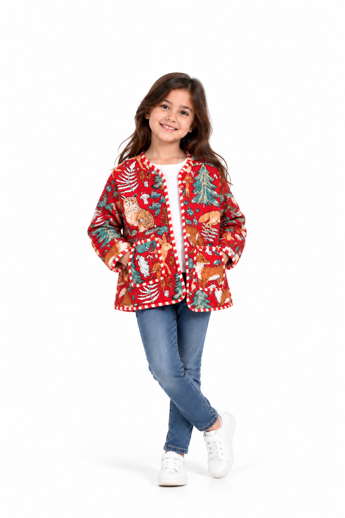 Red Woodland Kids Quilted Jacket