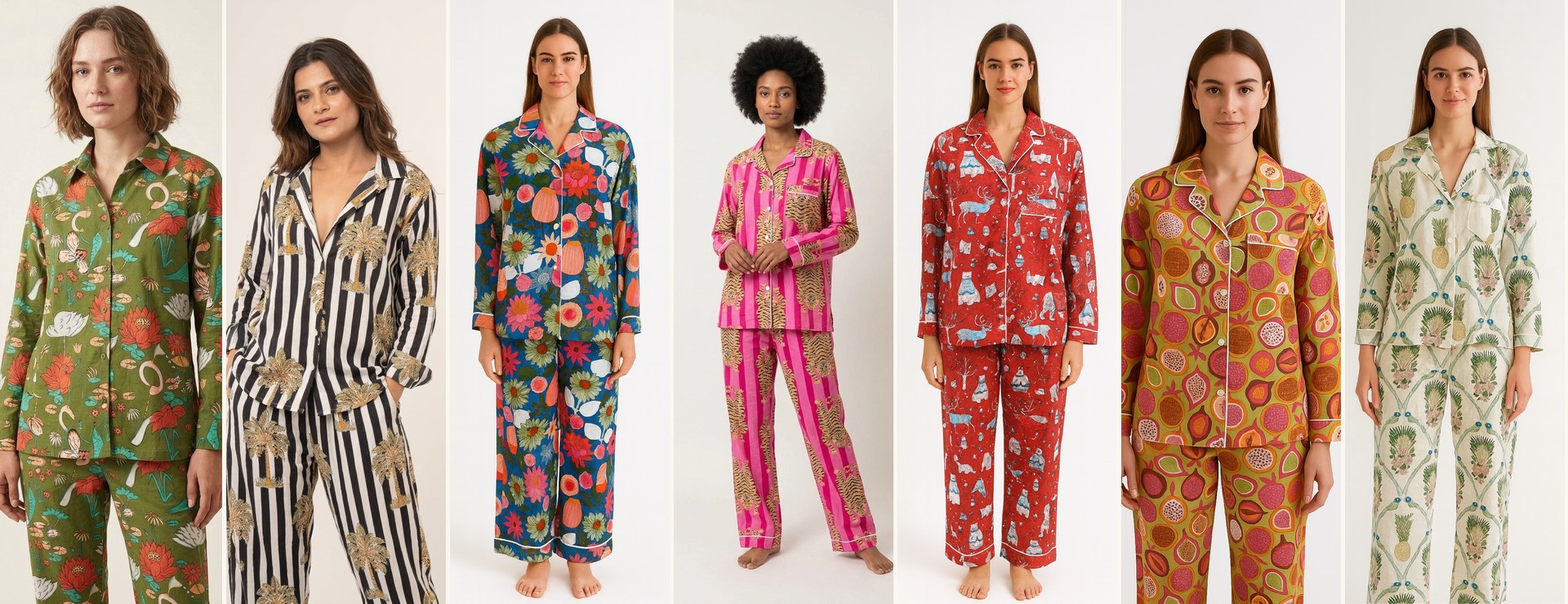 NNEEL'S adult cotton pajama sets in floral prints